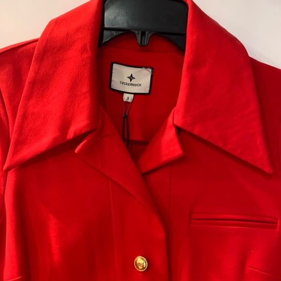 NWT Tuckernuck Red Knit Jojo Blazer Jacket with Gold Trim S - Picture 3 of 10